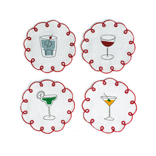 Set of 4 Linen Coasters - Fete