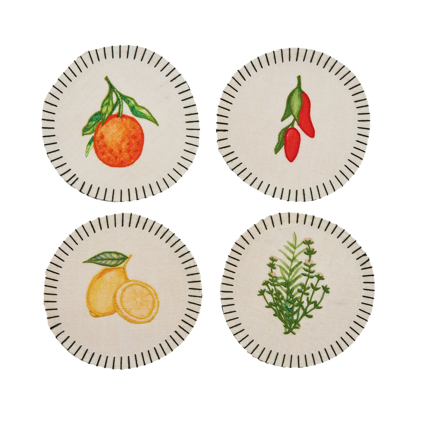 Set of 4 Linen Coasters - Still Life