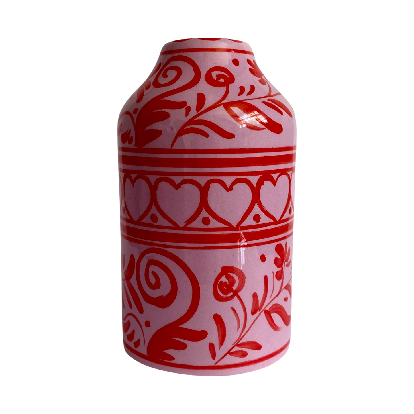 Genie In A Bottle Deco Vase / Bottle - Lilac & Red