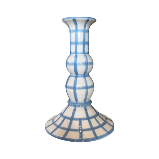 Lumiere Candle Holder - Blue Gingham