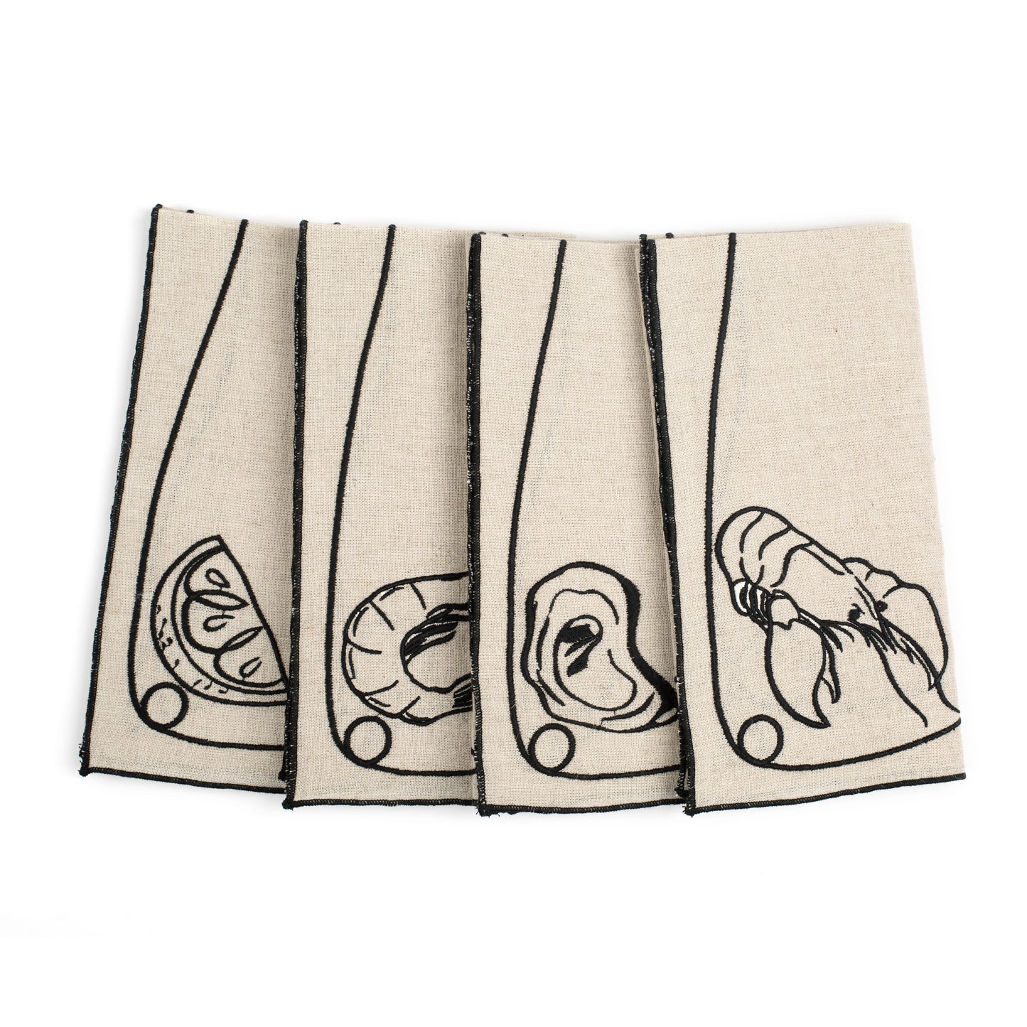 Set of 4 Linen Napkins - Line Drawing