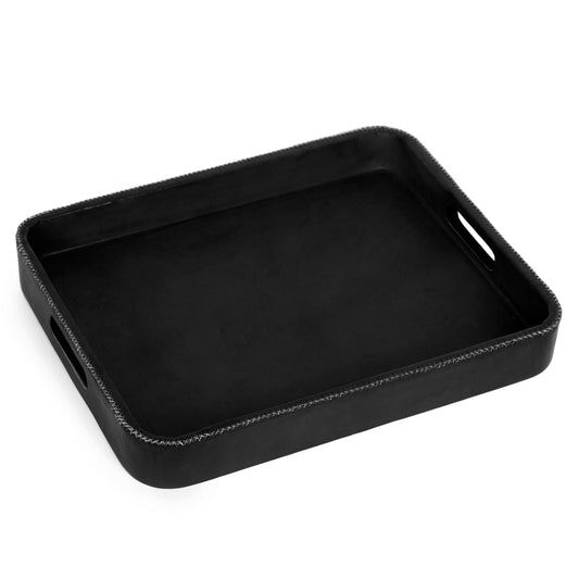 Rectangular Tray Perforated Handle - Black