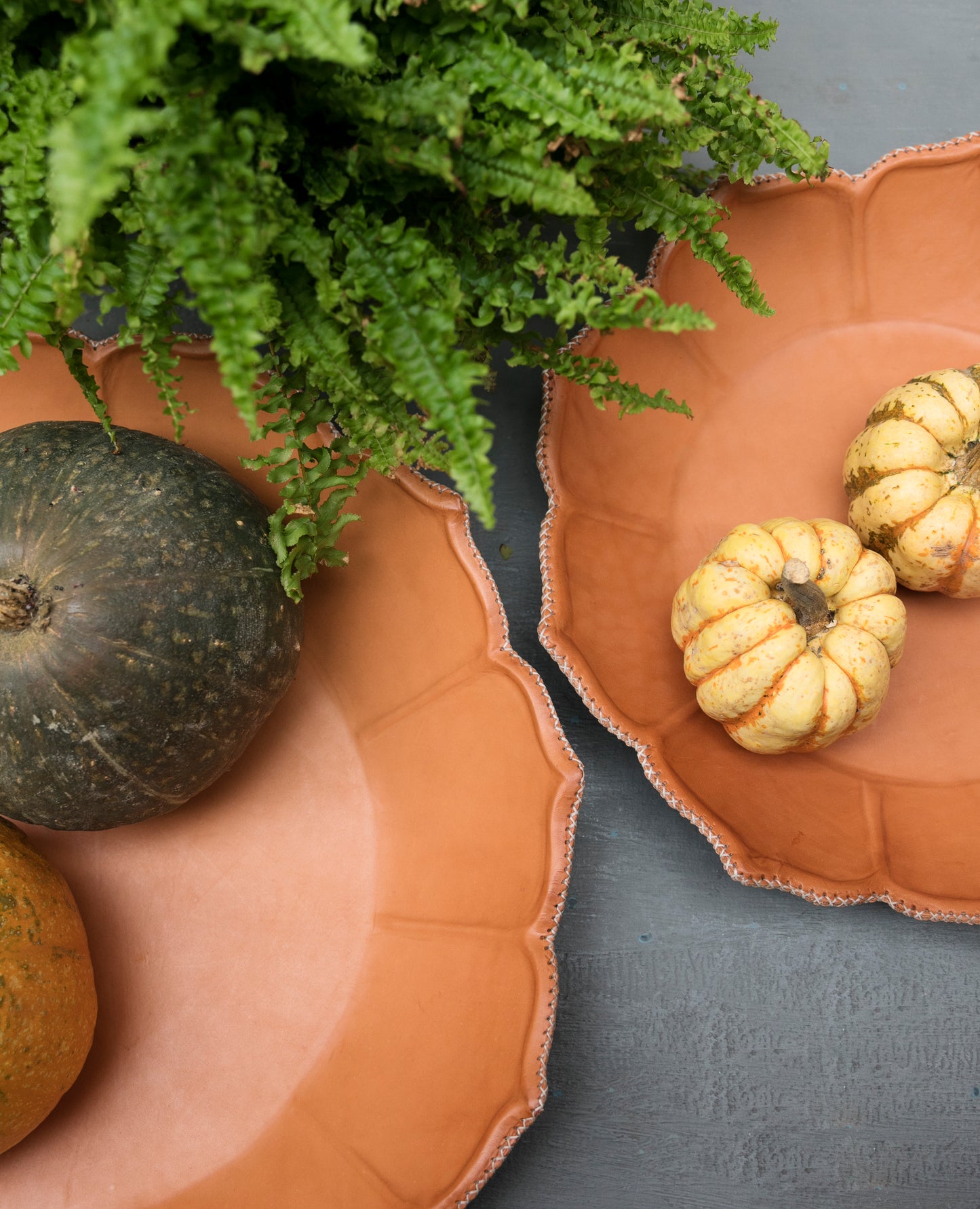 Set of 2 Round Flower Deco Tray - Natural