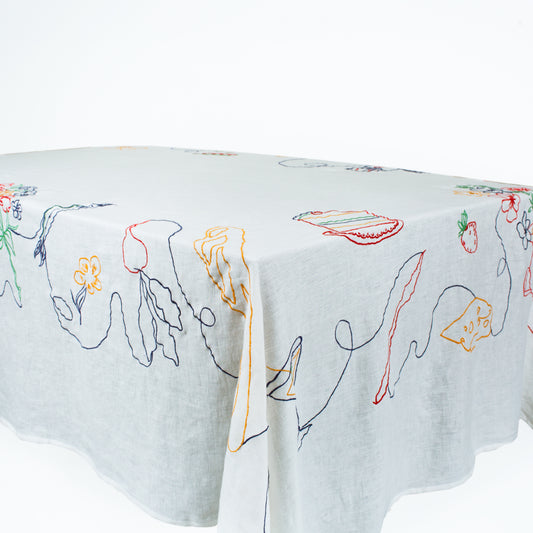 Linen Embroidered Tablecloth - Fete